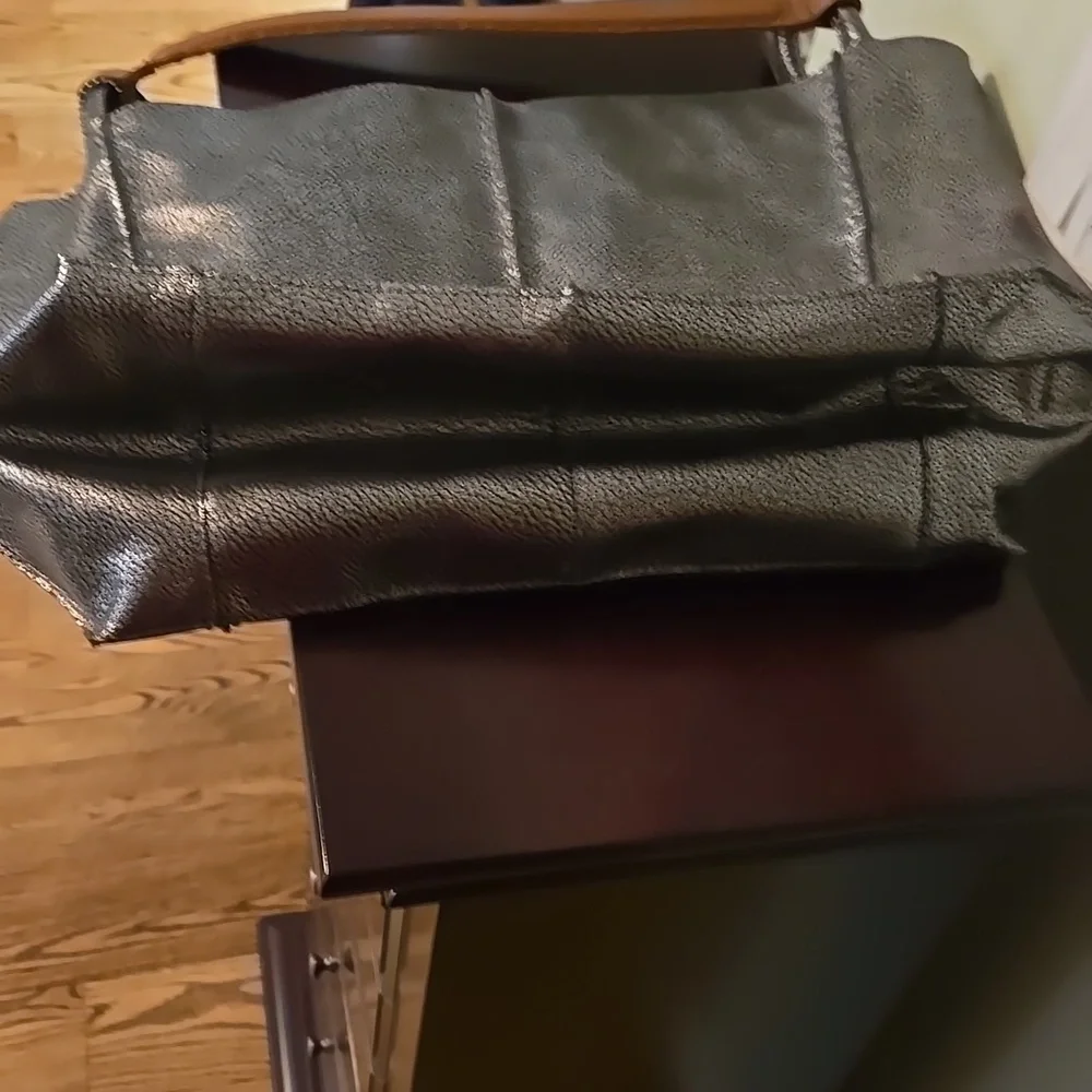 The Sak Metallic Silver Tote with Tan Handles, Los Feliz Large Tote, Never Used! - Picture 6 of 9
